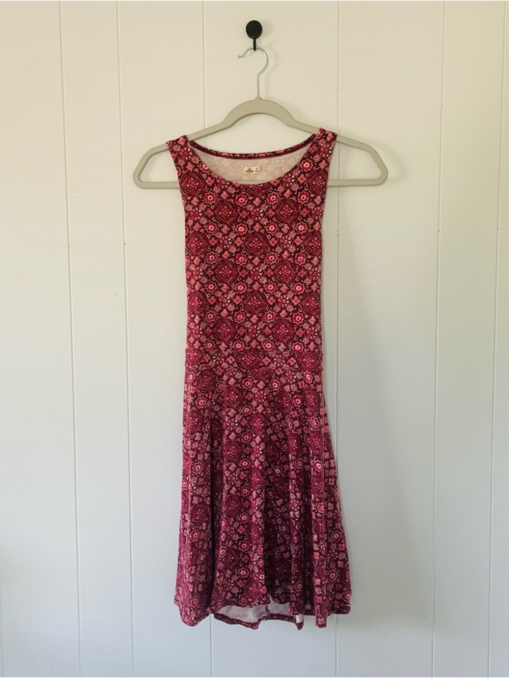 Hollister Red Patterned Sleeveless Mini Dress